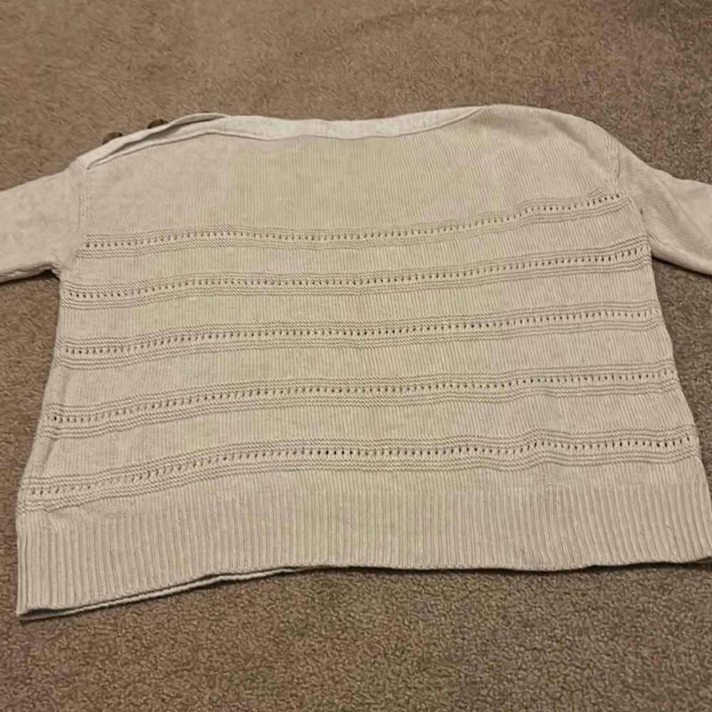 White + Warren shoulder button pointelle sweater - Picture 7 of 8